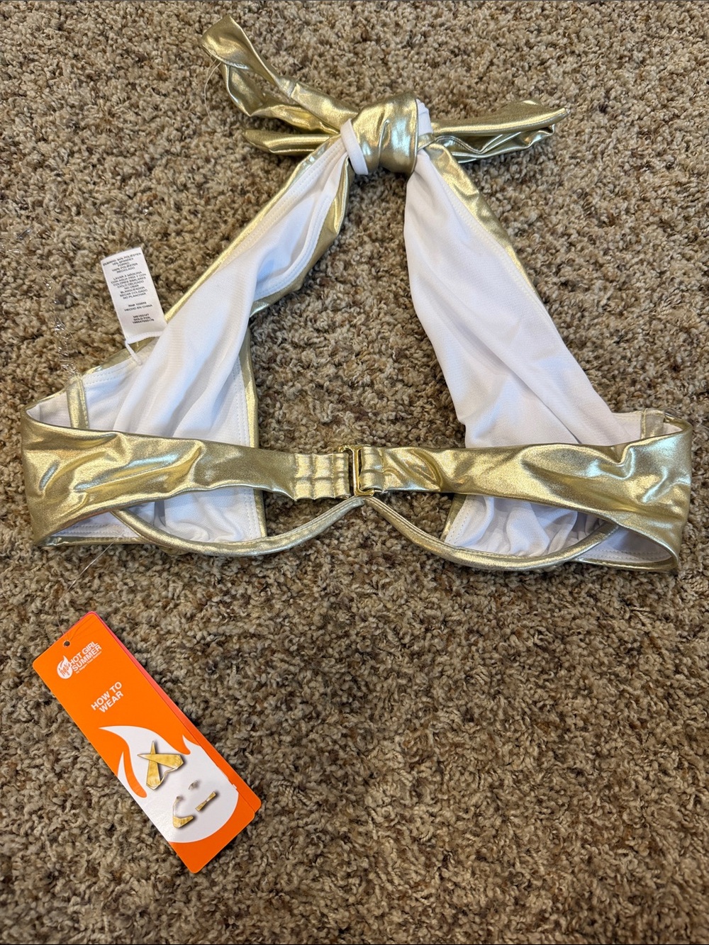 OP Gold Halter Crisscross Bikini Set - Picture 4 of 5